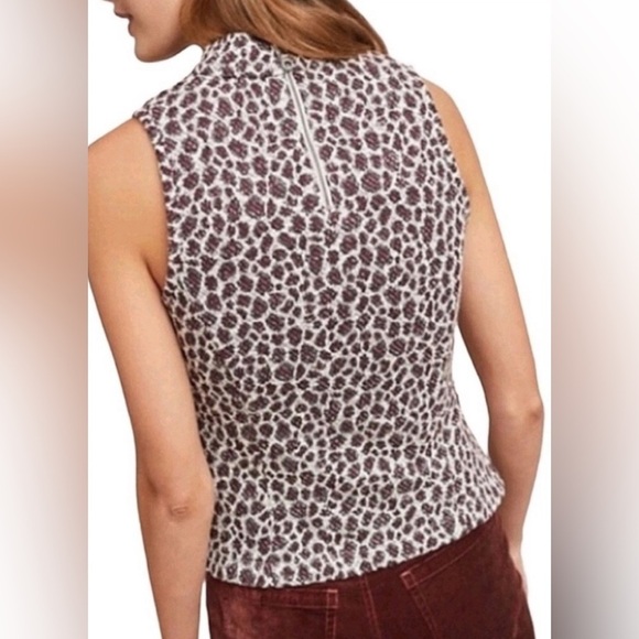 Anthropologie Akemi & Kin Sleeveless Leopard/Plum/Metalic Mock Turtleneck - L - Picture 2 of 8